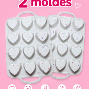 paquete 2 moldes corazon 12 cavidades