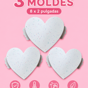 Paquete de 3 Moldes de Silicona Corazón 8 pulgadas