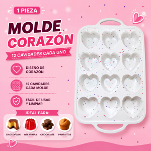 Molde de Silicona corazon   12 Cavidades