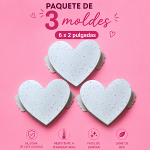 Paquete de 3 Moldes de Silicona Corazón 6 pulgadas