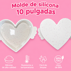 Molde de silicona corazon 10 pulgadas